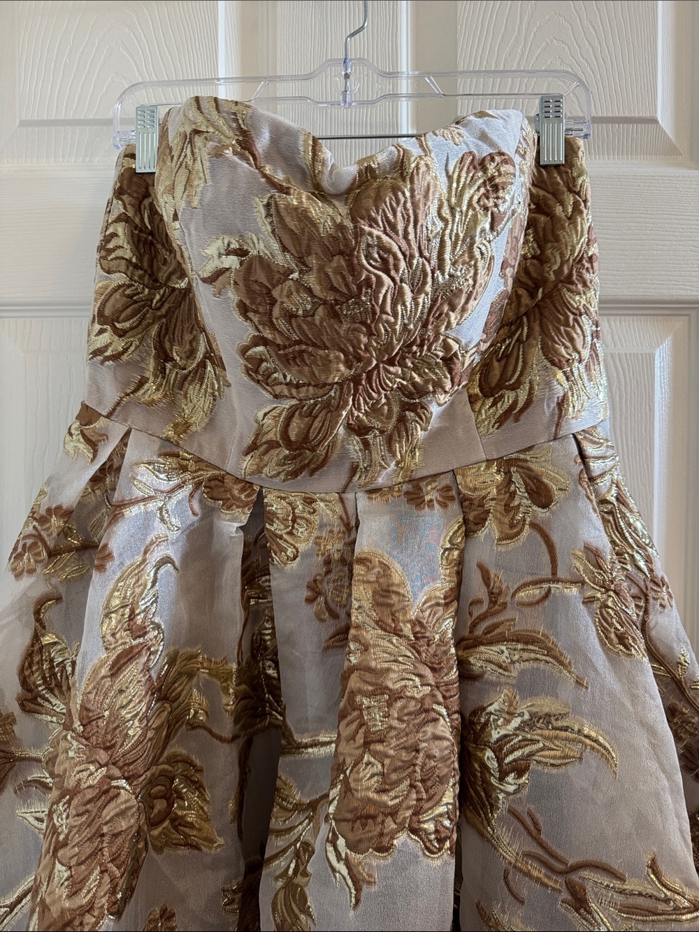 Mac Duggal 20716 Gold Strapless Brocade Midi Dress with Pockets Size 12 NWT - Picture 9 of 13